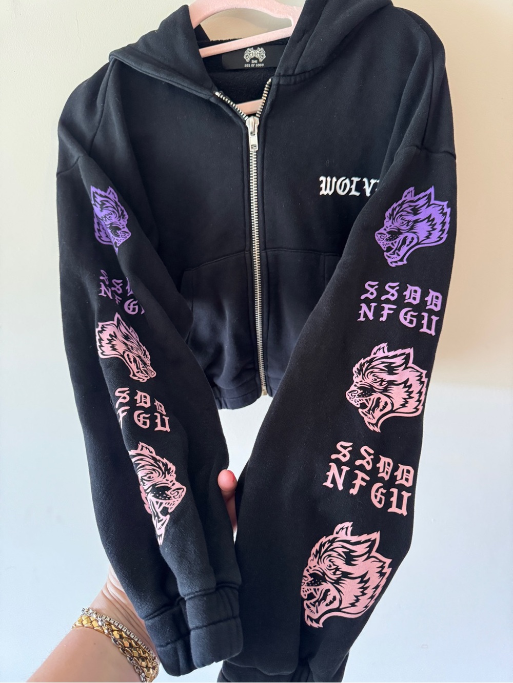 SHE DARC SPORT 🐺 Wolves Limited Edition Cropped Zip Hoodie • S • 391/1000